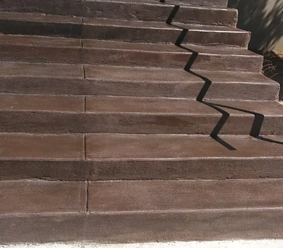 Exterior Stained Concrete Staircase Construction